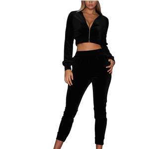 Custom Oem Hoodies Gym Wear Media Zip Pullover Chándal Jogging Crop Top Chaqueta cortavientos de dos piezas - Product Image 4