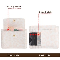 Porte-monnaie personnalisé de qualité supérieure à motif léopard, porte-cartes en cuir PU, mini portefeuille fin, plusieurs emplacements pour cartes, poche pour l'argent, résistant à la rouille