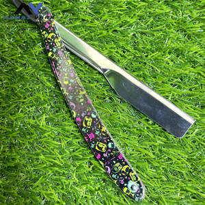 Rasoirs de barbier personnalisés avec manche en papier imprimé, rasoirs de luxe pour le rasage, marquage OEM pour les barbiers, acier inoxydable, lame droite - Product Image 2