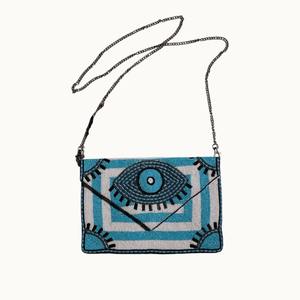 Bolso Bandolera de Lona con Cuentas y Diseño de Ojo Turco - Product Image 1