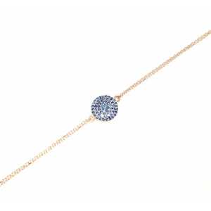 925 Sterling Silver <b>Ball</b> Chain <b>Bracelet</b> with Blue Stone Pink for Gift Occasions - Product Image 1
