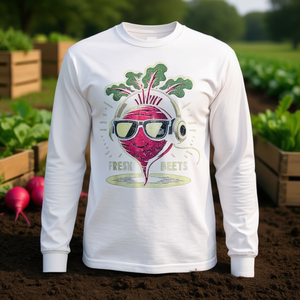 T-shirt à manches longues en coton bio avec motif Betteraves fraîches de la ferme locale, vêtement promotionnel pour agriculteurs à haute visibilité - Product Image 3