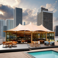 Tente de restauration extérieure en conteneur reconditionné |   Unités de restaurant et de café en structure métallique |   Unités modulaires pour stations balnéaires et camps