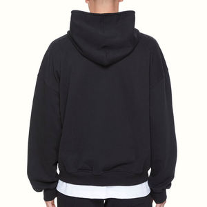 Sweats à capuche pour hommes 100% coton avec logo personnalisé, avec épaules tombantes, sweat à capuche à double fermeture éclair, pull oversize, sweats à capuche lourds pour hommes - Product Image 3