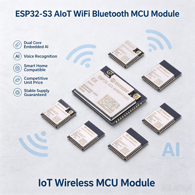 WiFi BT MCU Module AIoT Dual Core Embedded AI Neural Network Voice Recognition Smart Home Smart Speaker IoT Wireless MCU Module