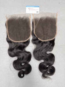 Venta al por mayor de cierre de encaje de onda de cuerpo humano vietnamita virgen cutícula alineada parte libre Remy aspecto Natural cierre humano virgen crudo - Product Image 3