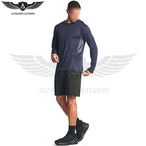 Meilleur tissu Chemises à manches longues Couleur contrastée différente Vêtements pour hommes Confortable Séchage rapide 100% coton O-Neck T-shirts pour hommes - Product Image 6