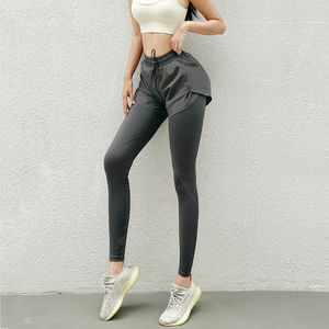 Short 2 en 1 avec leggings pour femmes | Leggings élégants 2 en 1 à taille haute pour femmes-Collants de yoga 2 en 1 de couleur unie pour la gym - Product Image 6