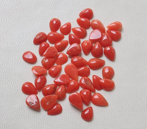 พลอยปะการังลูกแพร์สีแดงธรรมชาติอัญมณีหลวมขัดเงาเรียบเนียนพร้อมสำหรับเครื่องประดับ - Product Image 6