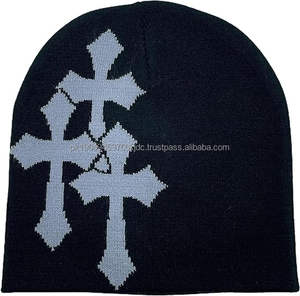 Gorros de invierno de acrílico 100% unisex, ropa de calle doblada de calidad, punto personalizable, logotipo OEM/ODM, gorros de diseño transpirable - Product Image 3