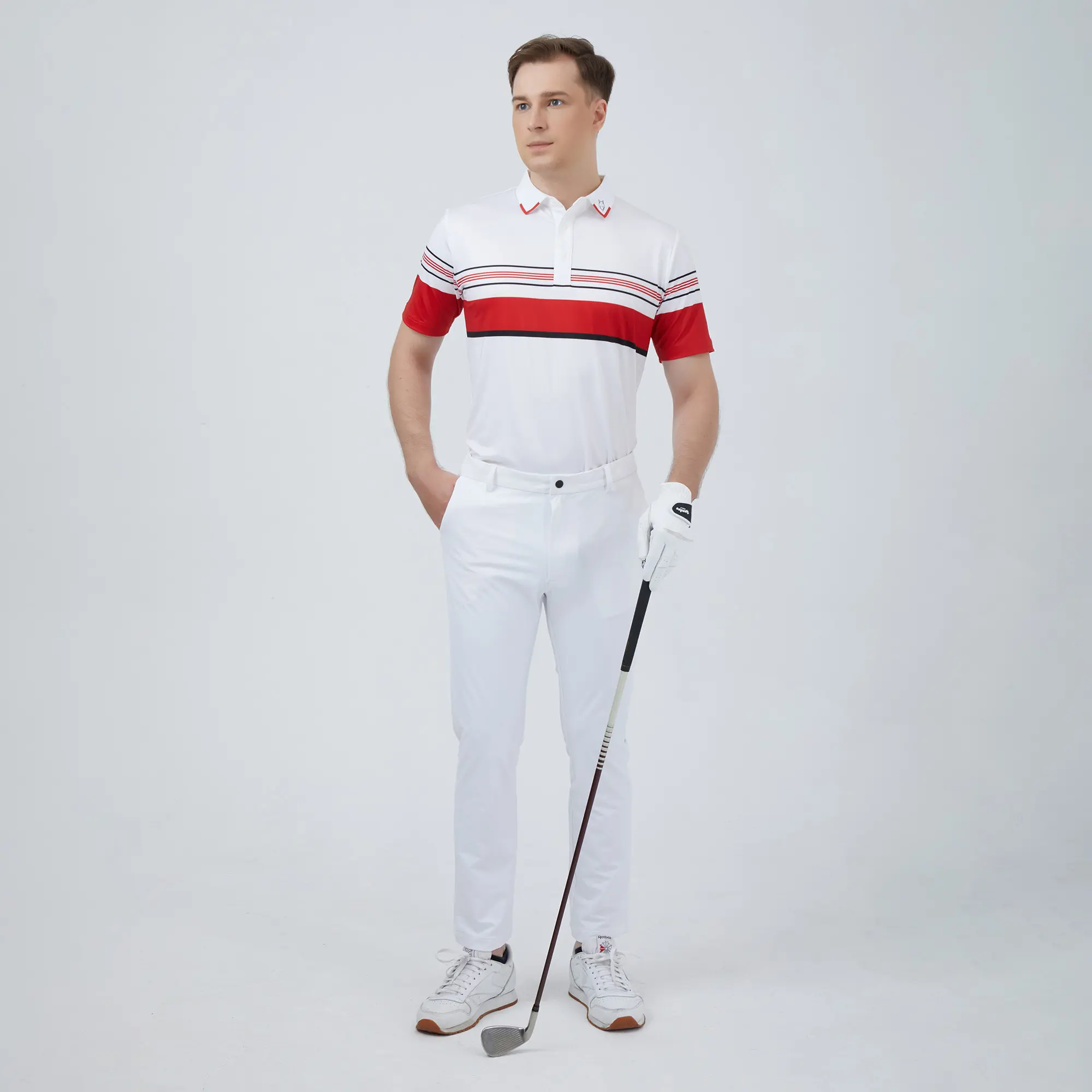 Camiseta de golfe com estampa personalizada em branco de poliéster e spandex para fabricantes de roupas de secagem rápida, empresa de seguros comerciais