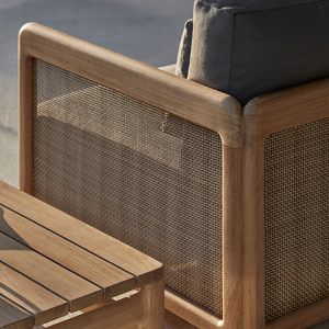 Sofá Minimalista con Estructura de Madera y Tejido, Cojín Grueso y Diseño Moderno y Elegante, Apto para Terrazas y Balcones - Product Image 3