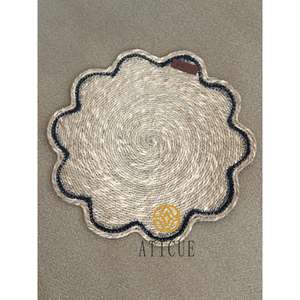 15 Inch Boho Round Placemat Seagrass and Raffia Braided Natural Fiber <b>Table</b> <b>Mat</b> for Home Use - Product Image 3