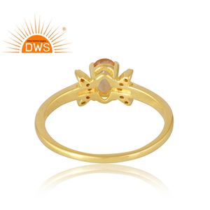 Latest Selling <b>925</b> Sterling <b>Silver</b> 18K Gold Plated Natural Citrine & Cz Gemstone <b>Ring</b> Demi Fine Jewelry for Women Gift for Her - Product Image 3