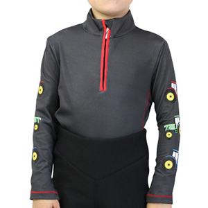 Vente en gros du fabricant de vêtements de compression à demi-fermeture éclair pour enfants couche de base à manches longues avec tissu extensible respirant pour l'équitation - Product Image 1