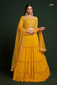 Georgette lehenga choli ออกแบบล่าสุดโดย Fab Zone อินเดียและปากีสถานเสื้อผ้าปักลำดับงาน - Product Image 5