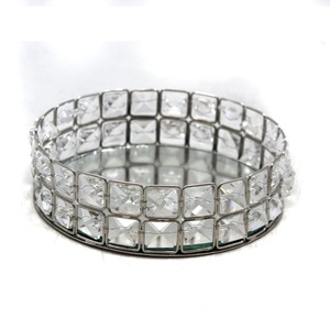 Glass and Iron Luxury Design Modern <b>Mirror</b> <b>Tray</b> Round Shaped Brass EPL Finished Metal <b>Tray</b> for Hotel & Restaurant - Product Image 3