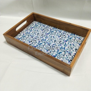 Bandeja de servicio de madera de acacia Natural hecha a mano, platos de madera sostenibles ecológicos, decoración del hogar, restaurante, aperitivo, comida segura - Product Image 6