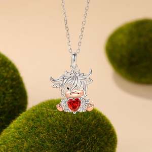สร้อยคอวัวไฮแลนด์แบบกำหนดเอง Jeulia Hug Me - ชุบโรเดียมสีโรสโกลด์ ประดับเพชรเซอร์คอนและมุกประจำเดือนเกิด - Product Image 4
