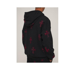 Streetwear à la mode, sweat à capuche surdimensionné avec strass, sweat à capuche zippé en coton mélangé épais pour hommes, personnalisé, vente en gros, coupe carrée - Product Image 5