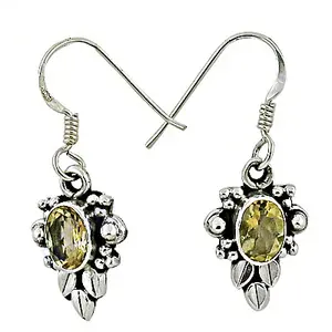 Boucles d'oreilles pendantes et clous en argent 925 pour femmes, bijoux tendance en quartz et pierres précieuses avec citrine pour fiançailles - Product Image 1