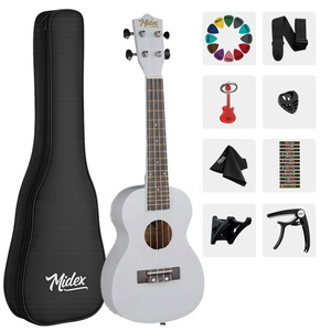 23 Inch White Concert Ukulele <b>Kit</b> with Bag, Strap, Picks & Method <b>Book</b> | Midex UKX-233WH - Product Image 1