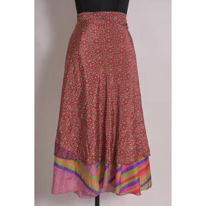 กระโปรงส่าหรีโบฮีเมียนเก๋กลับด้านได้สำหรับผู้หญิงกระโปรงผ้าไหมอินเดียสองชั้นสไตล์วินเทจเทศกาล - Product Image 2