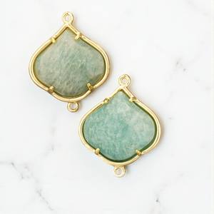 925 Argent Oignon Amazonite Gemstone Prong Set Connecteur Charms - Product Image 1