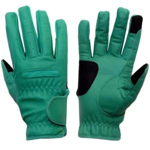 Gants d'équitation en cuir respirants à doigts complets pour hommes, fermeture auto-agrippante, séchage rapide, design couleur personnalisé, prix de gros - Product Image 2