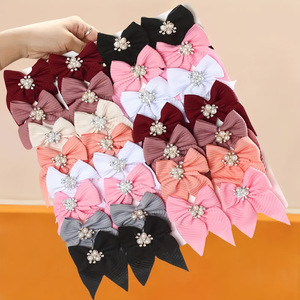 Pinzas para el Cabello con Lazo y Decoración de Perlas y Diamantes de Imitación para Uso Diario, 10 cm, Alta Calidad, Empaquetado en Bolsa OPP - Product Image 1