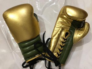 Gants de boxe en cuir 10oz avec logo personnalisé de haute qualité avec poignet lacé pour l'entraînement de kick boxing MMA - Product Image 5