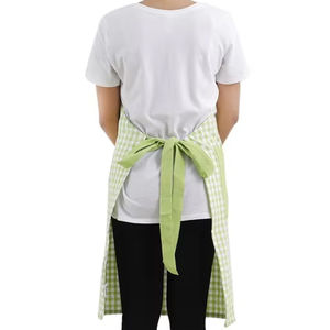 Tablier sans manches en coton 100% teint en fil, gris, taille 70x90cm, logo personnalisé, cuisine, salon, barbier, jardin, barbecue, PE LDPE PU PVC - Product Image 1