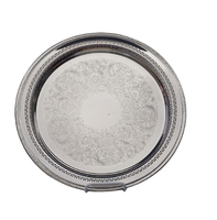 Plateau plaqué argent de style antique plateau de service ovale en laiton et acier inoxydable de taille personnalisée pour la nourriture pour la maison et l'hôtel