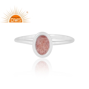 Anillo de piedras preciosas de cuarzo de fresa Natural de plata de ley de nueva tendencia, joyería de diseño personalizado para mujer, regalo para ella - Product Image 3