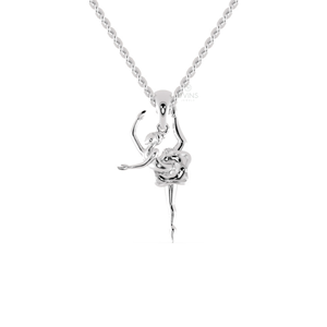 Designer White Gold Pendant with Dancing Angle Unique and Classic Wedding Accessory for Women Diamond Stone Gold Plated Gift - Product Image 4