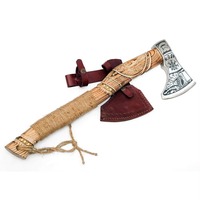 Hache de chasse viking à barbe en acier à haute teneur en carbone de qualité industrielle, lame tranchante, gravure artisanale, manche en bois, hache de survie pour le camping