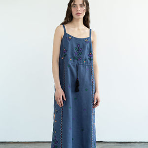 Vestido sin mangas de algodón bordado, cuello redondo - Product Image 1