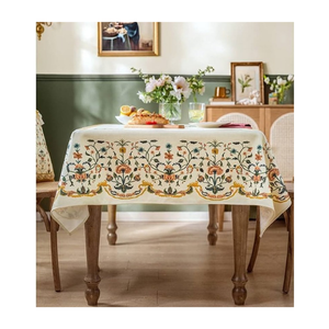 Rustic Look Striped Woven Reuseable 100% Cotton Embroidered <b>Waterproof</b> Oilproof Customizable <b>Table</b> Cloth 70x90 Inches 190 GSM - Product Image 4