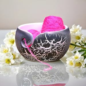 Cuenco de hilo de ganchillo de resina de calidad de exportación, cuenco para tejer hilo con 12 Uds. Ganchos de ganchillo de bambú para regalo de ganchillo para mamá abuela - Product Image 2