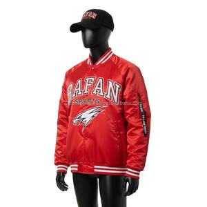 Chaqueta de Satén Premium para Mujer, Tela Suave y Brillante, Color Rojo, Paneles Raglán con Logotipo Bordado Personalizado, Chaquetas de Satén para Mujer - Product Image 4