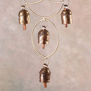 Diseño Vintage recubierto de cobre 4 campanas Diya Chimes Metal Navidad colgante decoración de pared para puerta ventana colgantes únicos colgantes - Product Image 2