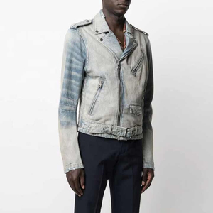 2025 vente en gros respirant logo personnalisé veste en jean personnalisé hommes Multi fermeture éclair motard Moto en détresse hommes vestes en jean oem - Product Image 4