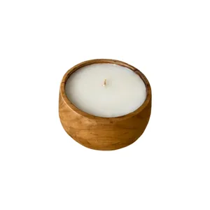 Premium Quality Material Soy Wax Fragrance Candle Bowl Latest Selling Of Wood Made Scented Candle Bowl