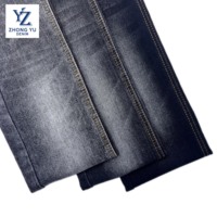 10.5oz Noir Poly Coton Sergé Stretch Denim Jeans Tissu TR Selvage Conception Fil Teint Motif Tissé Techniques pour Garçons Filles