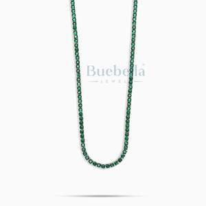 Cadena DE TENIS Esmeralda chapada en oro blanco de 14K, collar de cadena de 3mm de ancho, cadena de tenis VVS Moissanite, superventas, sin cuello - Product Image 2