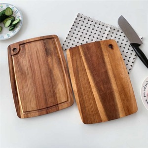 Tabla de cortar de cocina gruesa rectangular de nogal negro Acacia de bambú de madera inteligente personalizada de fábrica al por mayor, bloques de cortar individuales - Product Image 4