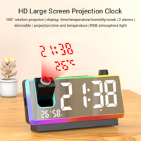Horloges-réveils numériques à projection LED intelligentes avec logo personnalisé en plastique OEM, technologie LUMINOVA moderne, lumière nocturne RVB, CE RoHS