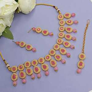 Bijoux indiens tour de cou Kundan cristal collier boucles d'oreilles Maang Tikka tête chaîne Bollywood mariage ensemble de mariée - Product Image 2