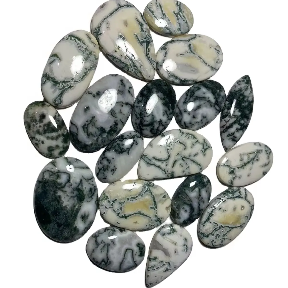 Piedra preciosa de ágata de árbol de alta calidad, piedra preciosa suelta de ágata de cristal de cuarzo pulido para decoración artística y joyería