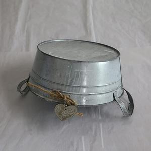 Bac à fleurs rond galvanisé en fer aspect royal avec poignée pour décoration intérieure et extérieure Bac à plantes fait main - Product Image 3